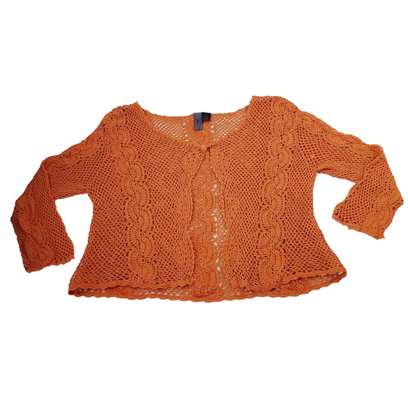 Vevekia Crochet Women's 14/16 Orange Jacket / Cover Fall Flare Design Stylish - Picture 1 of 9